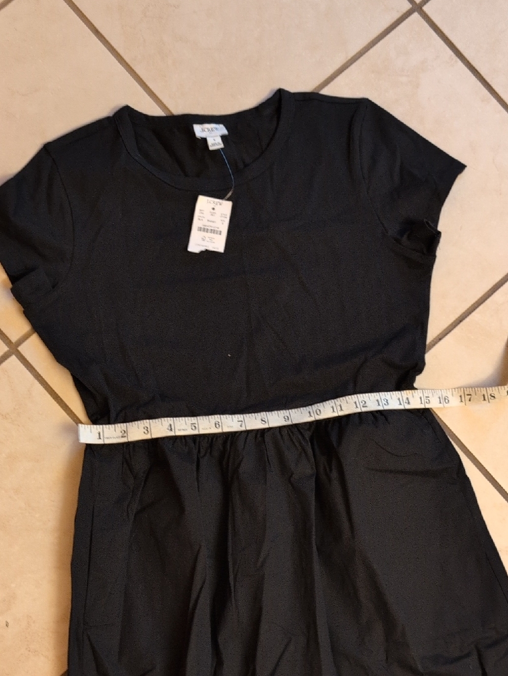 NWT J. Crew Black Mixy Mixed Media Knit Midi Dress short Sleeve Size S - Picture 7 of 11